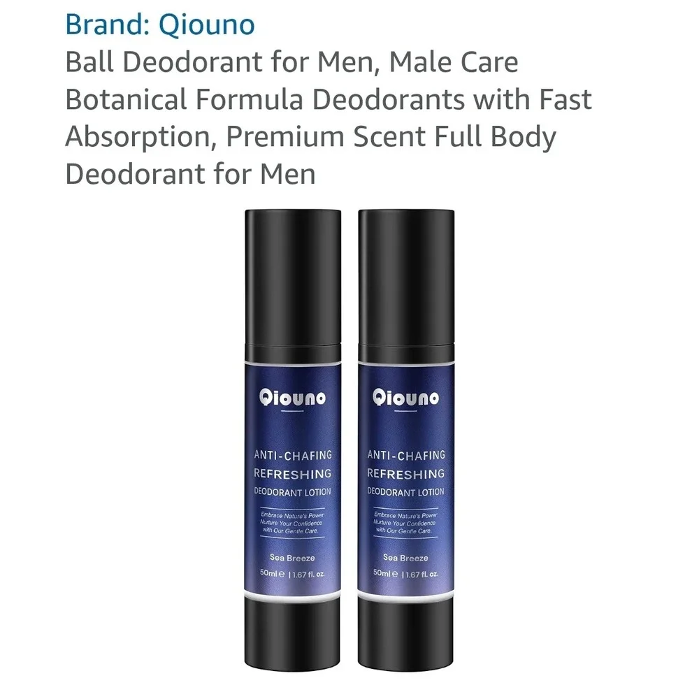 2-pack Qiouno Ball Deodorant for Men‎ Botanical Formula Refreshing Lotion